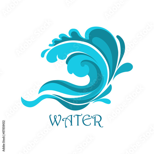 Ocean wave emblem with curly elements