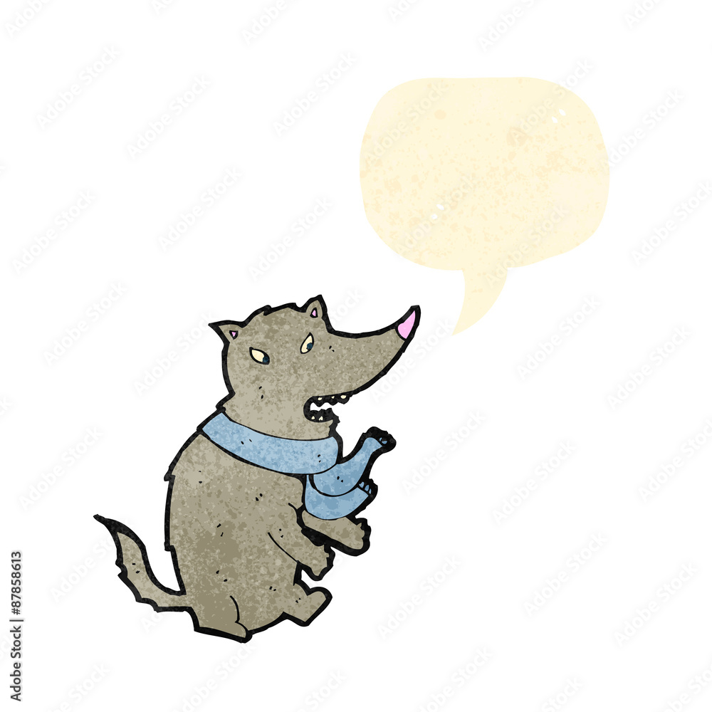 cartoon wolf with speech bubble cartoon wolf with speech bubble