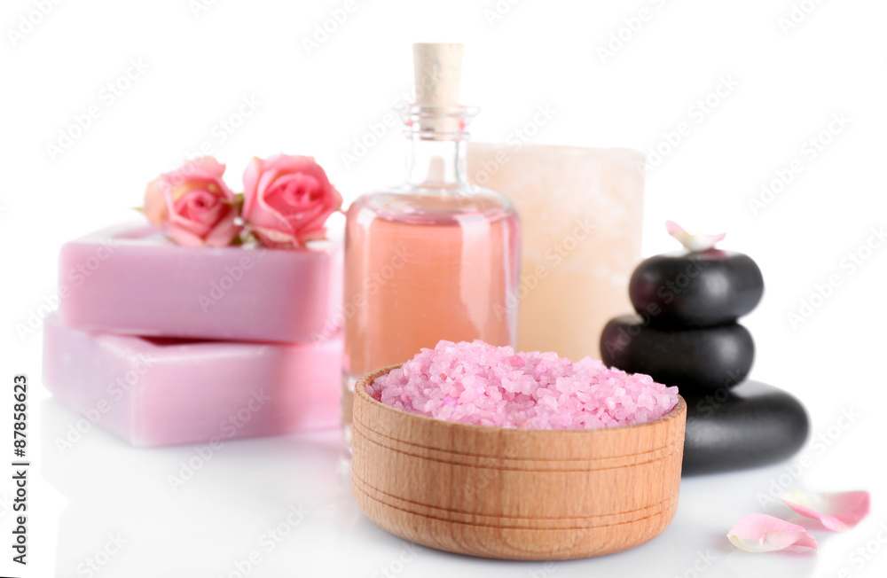 Beautiful composition of spa treatment, isolated on white Beautiful composition of spa treatment, isolated on white