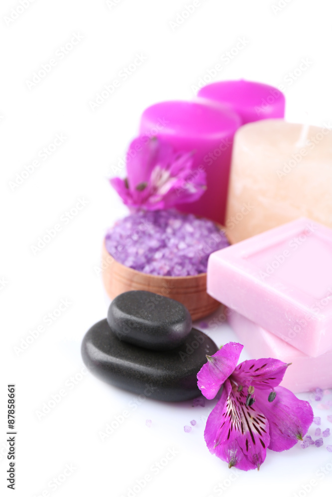 Beautiful composition of spa treatment, isolated on white Beautiful composition of spa treatment, isolated on white