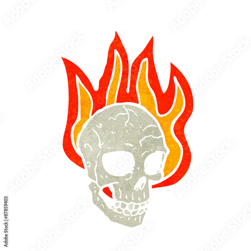cartoon flaming skull