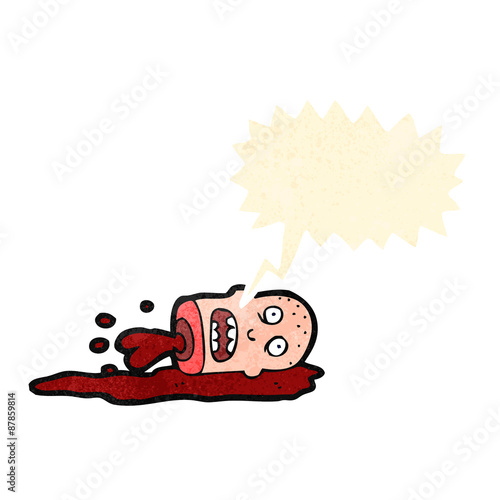 bloody severed head with speech bubble