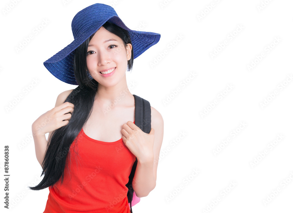 Portrait of young woman travelling Portrait of young woman travelling