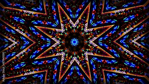 Kaleidoscope star pattern made from blinking lights photo