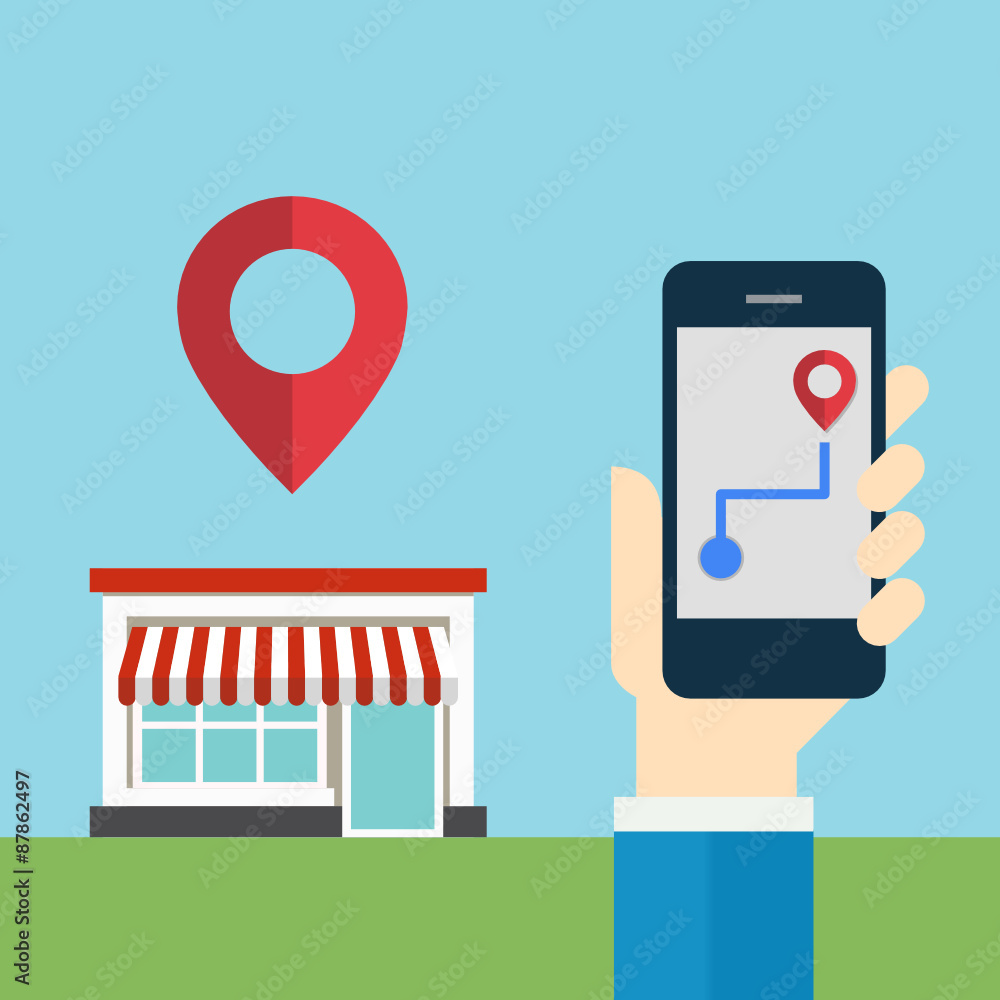 Modern flat design vector illustration concept of man holding smartphone with mobile gps navigation Modern flat design vector illustration concept of man holding smartphone with mobile gps navigation