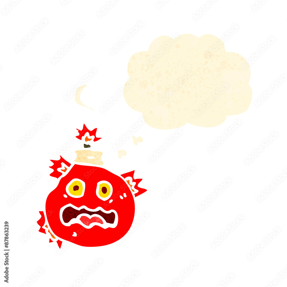 Fototapeta premium retro cartoon bomb with thought bubble