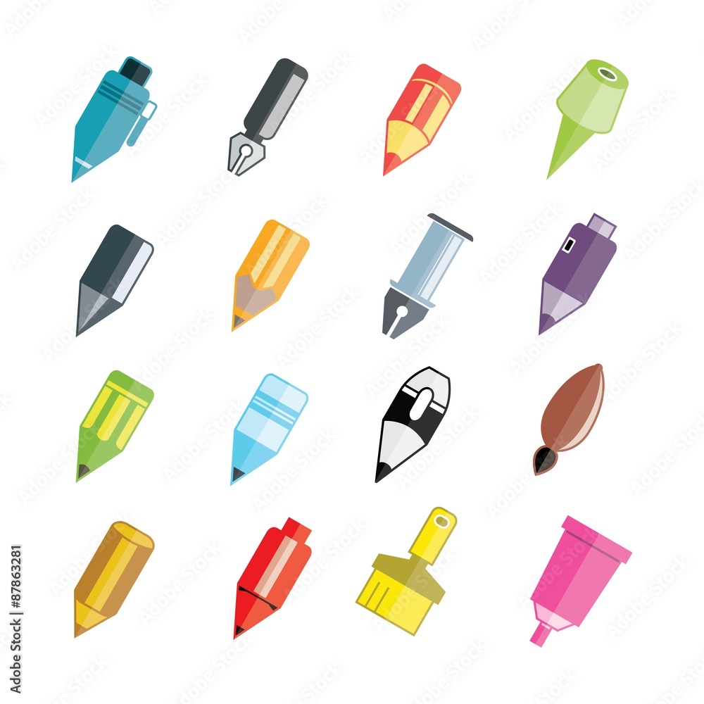 pen icons, painting tool icons pen icons, painting tool icons