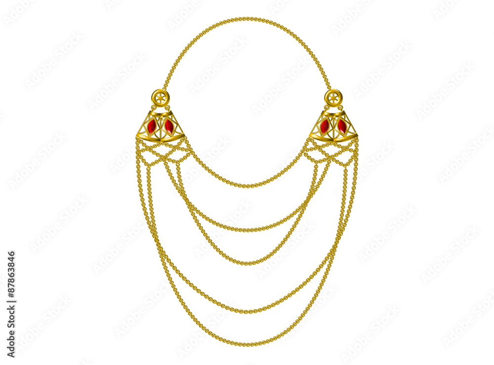 Many chains golden metallic necklace. Many chains golden metallic necklace.