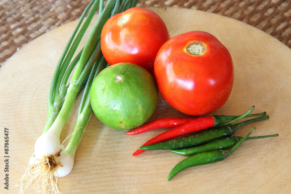 Thai vegetable on block