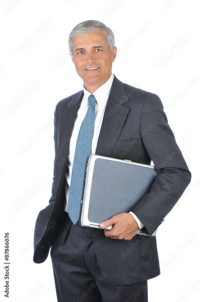 Standing Businessman with Laptop Computer Standing Businessman with Laptop Computer