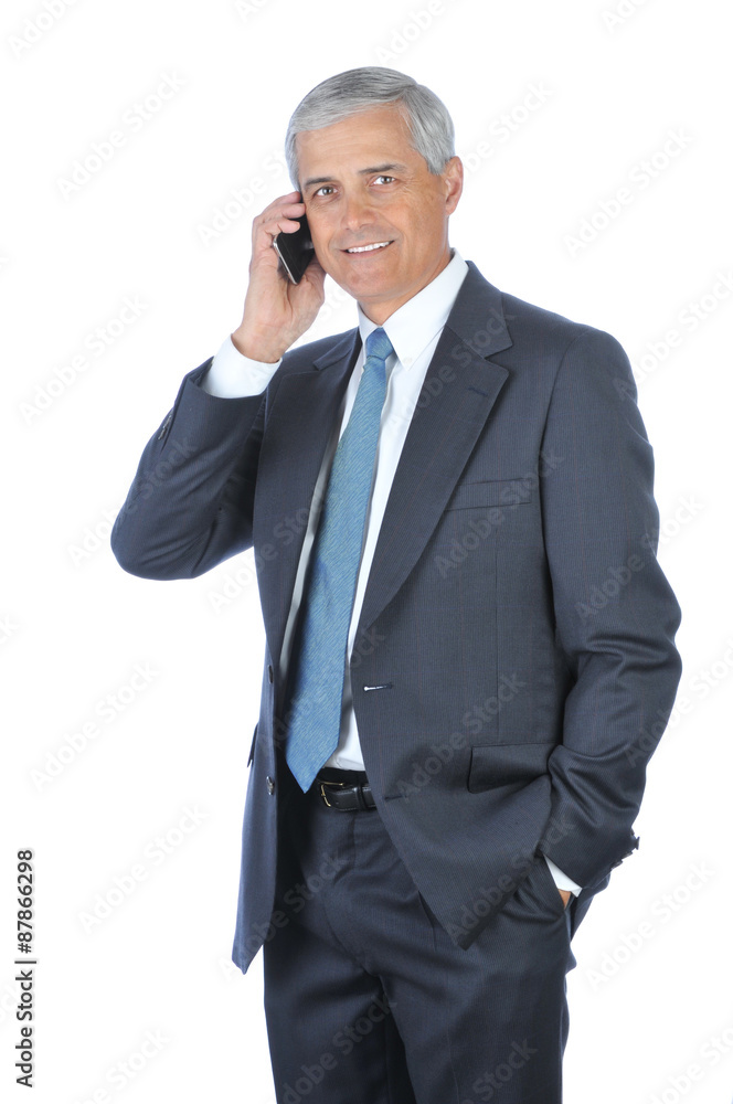 Smiling Businessman Talking on Cellphone Smiling Businessman Talking on Cellphone