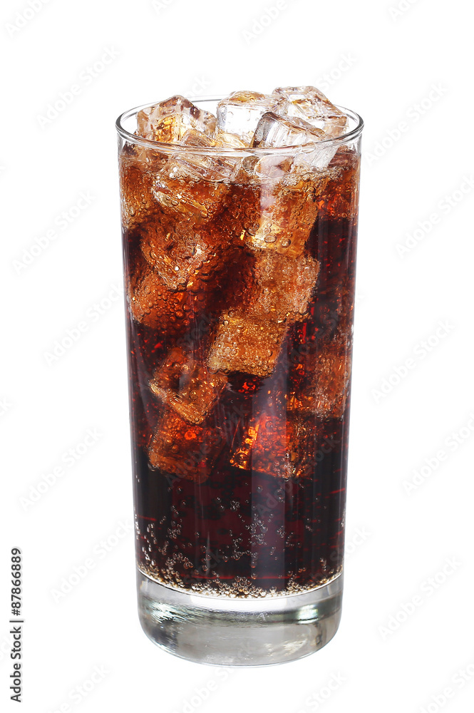 coca cola drink glass with ice cubes Isolated on white backgroun Stock  Photo | Adobe Stock