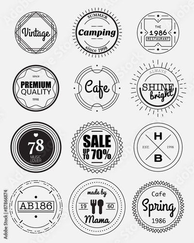 12 vintage circle badges collection