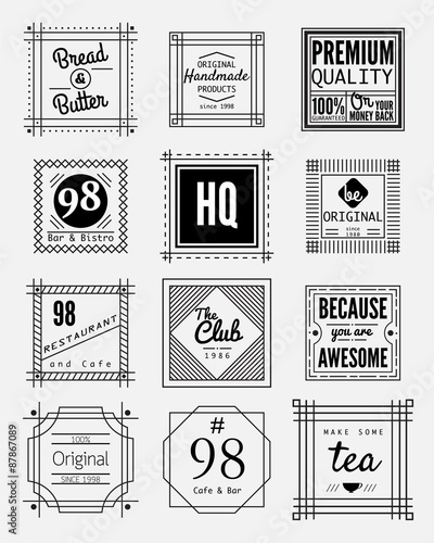 12 vintage square badges collection