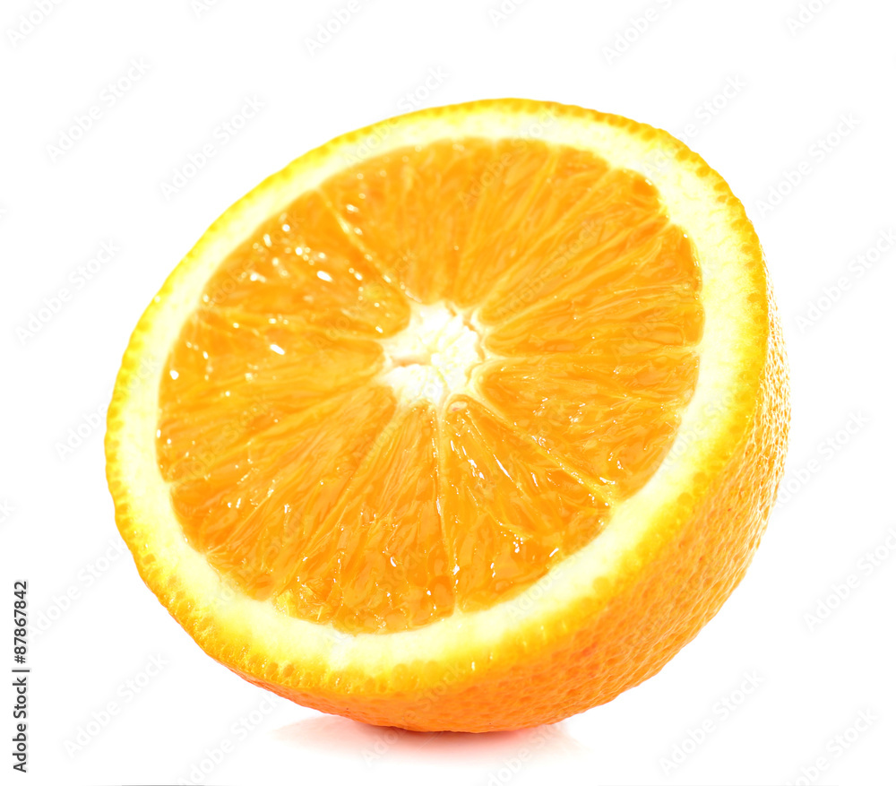 Half orange fruit isolated on white Half orange fruit isolated on white