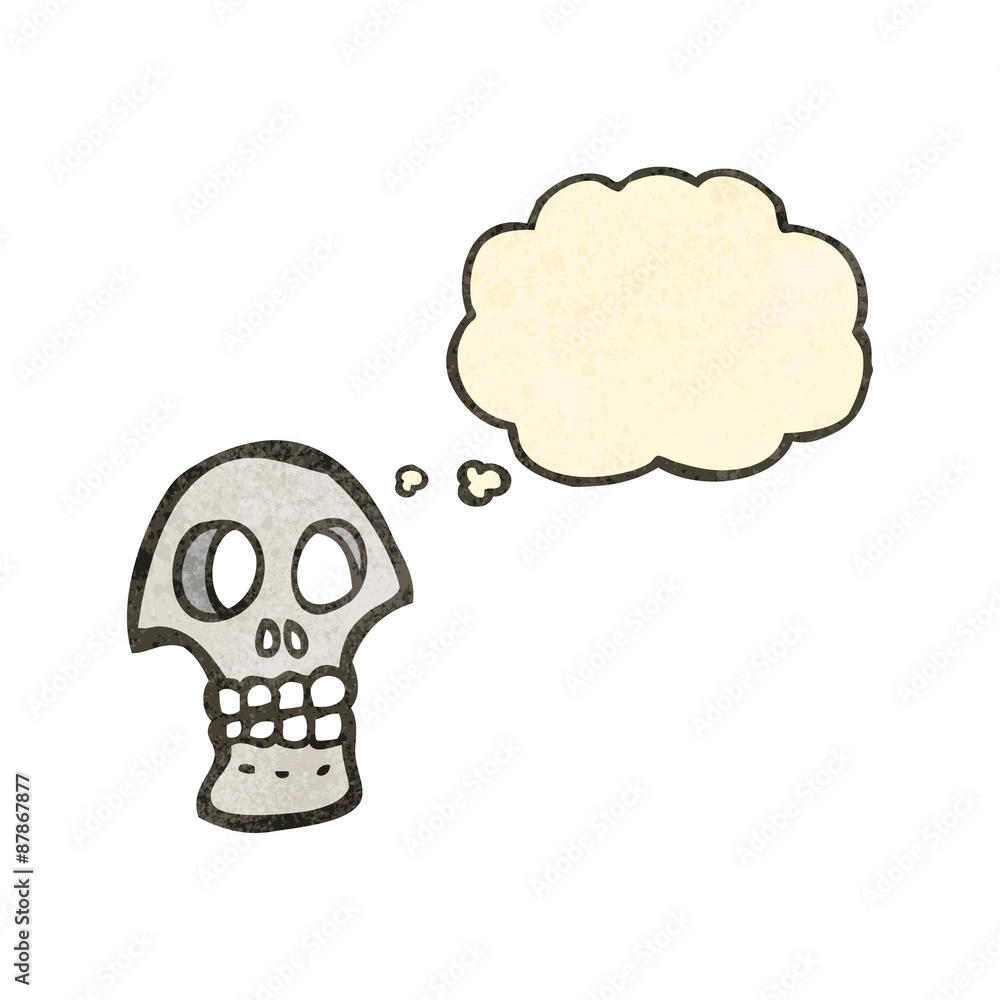 retro cartoon skull with thought bubble retro cartoon skull with thought bubble