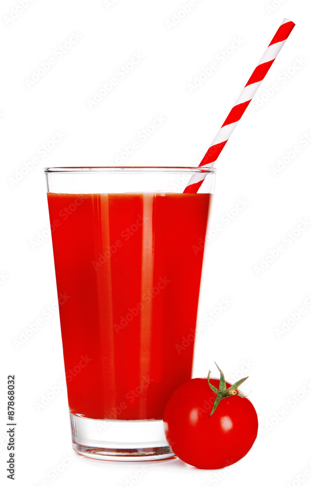 Glass of tomato juice isolated on white Glass of tomato juice isolated on white