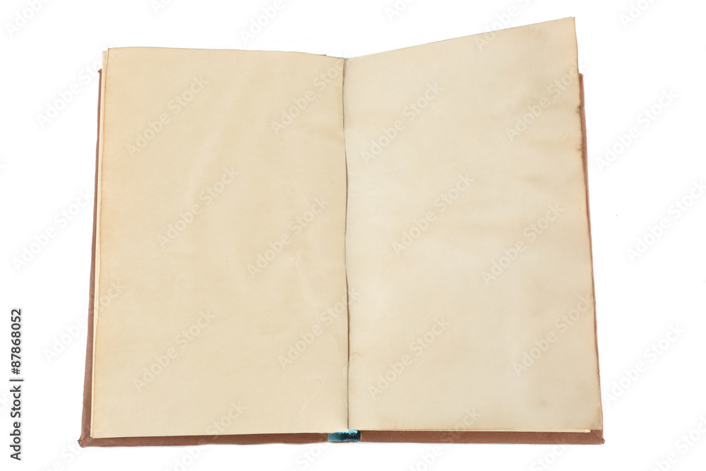 Blank retro open book isolated on white Blank retro open book isolated on white