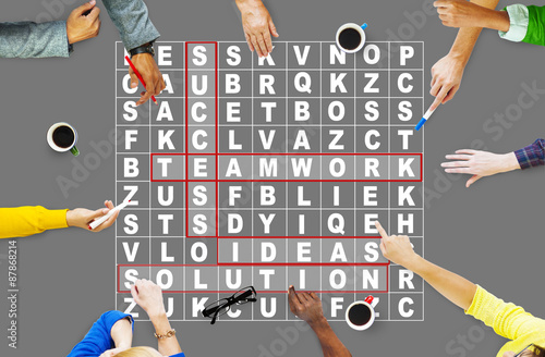 Success Crossword Puzzle Words Achiement Game Concept photo