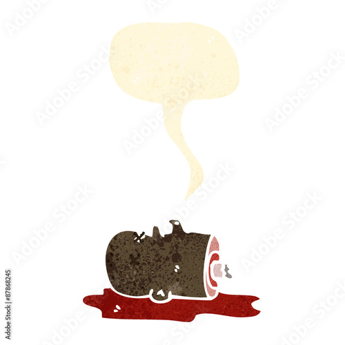 cartoon halloween severed head with speech bubble