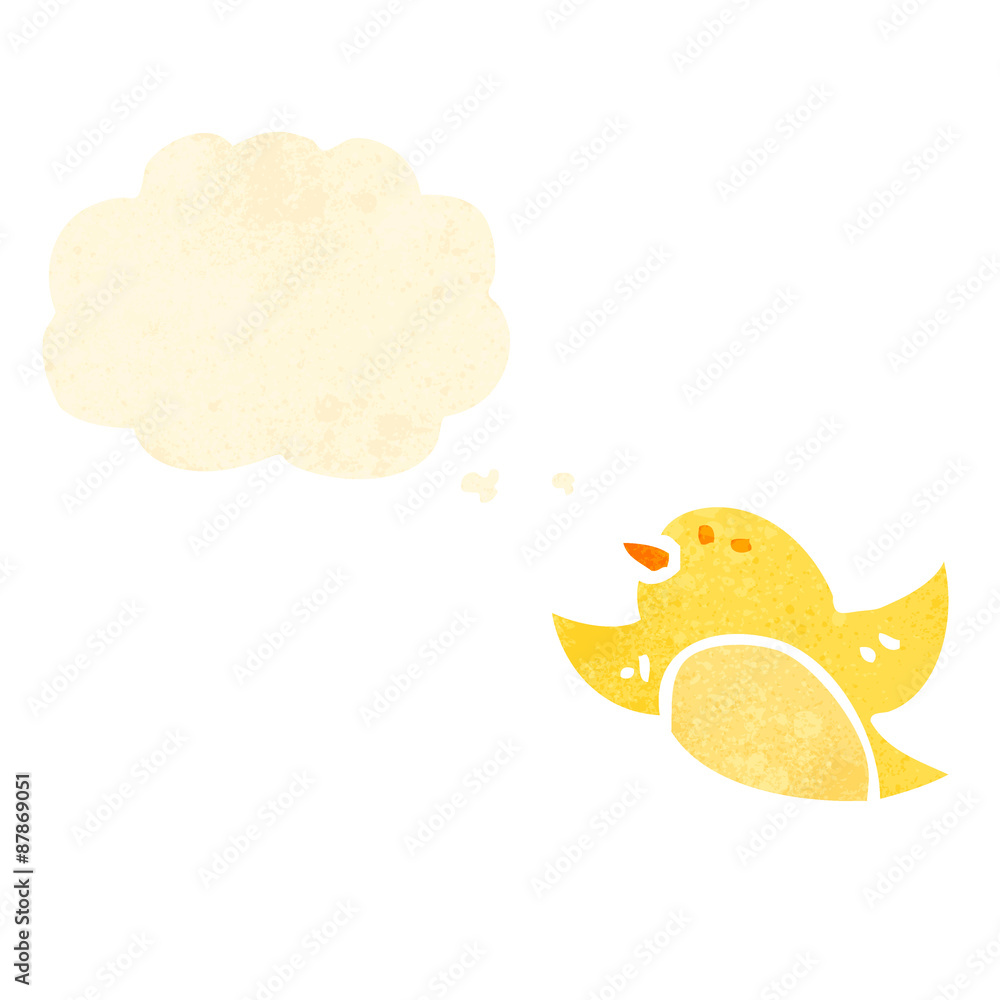 retro cartoon bird with thought bubble retro cartoon bird with thought bubble