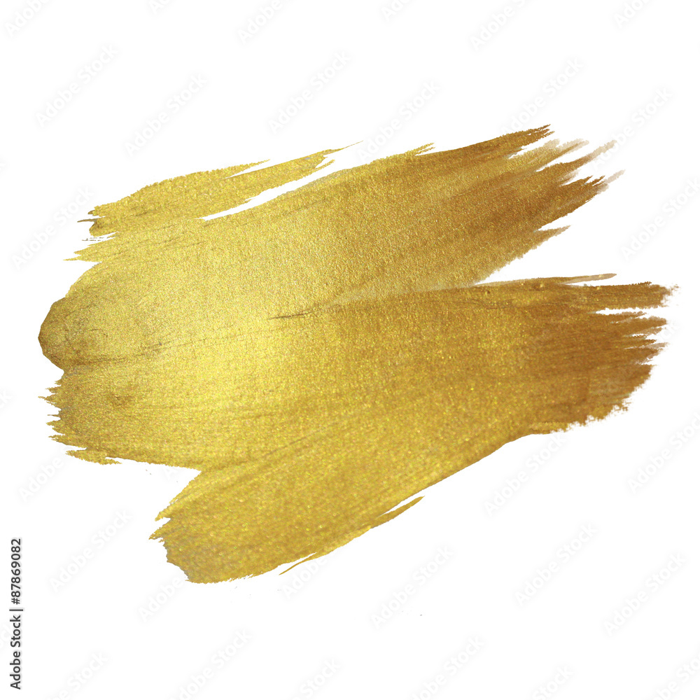 Gold Shining Paint Stain Hand Drawn Illustration - obrazy, fototapety, plakaty 