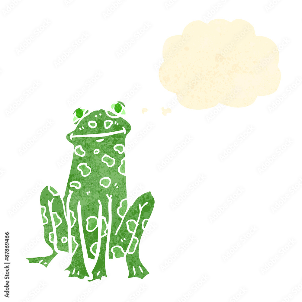 retro cartoon frog with thought bubble retro cartoon frog with thought bubble