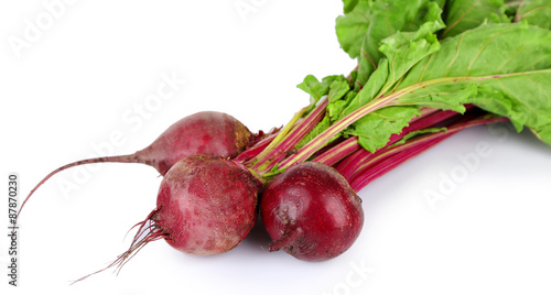 Young beets isolated on white