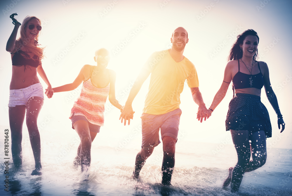Naklejka premium Friendship Freedom Beach Summer Holiday Concept