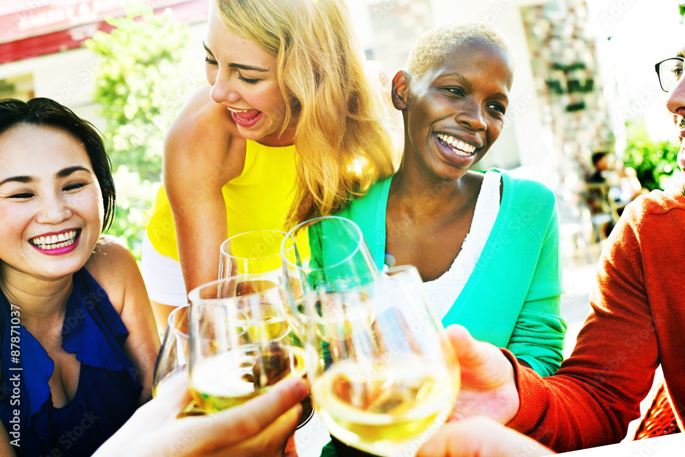 Diverse People Friends Hanging Out Drinking Concept Diverse People Friends Hanging Out Drinking Concept