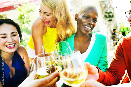 Diverse People Friends Hanging Out Drinking Concept