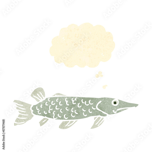 retro cartoon fish with thought bubble
