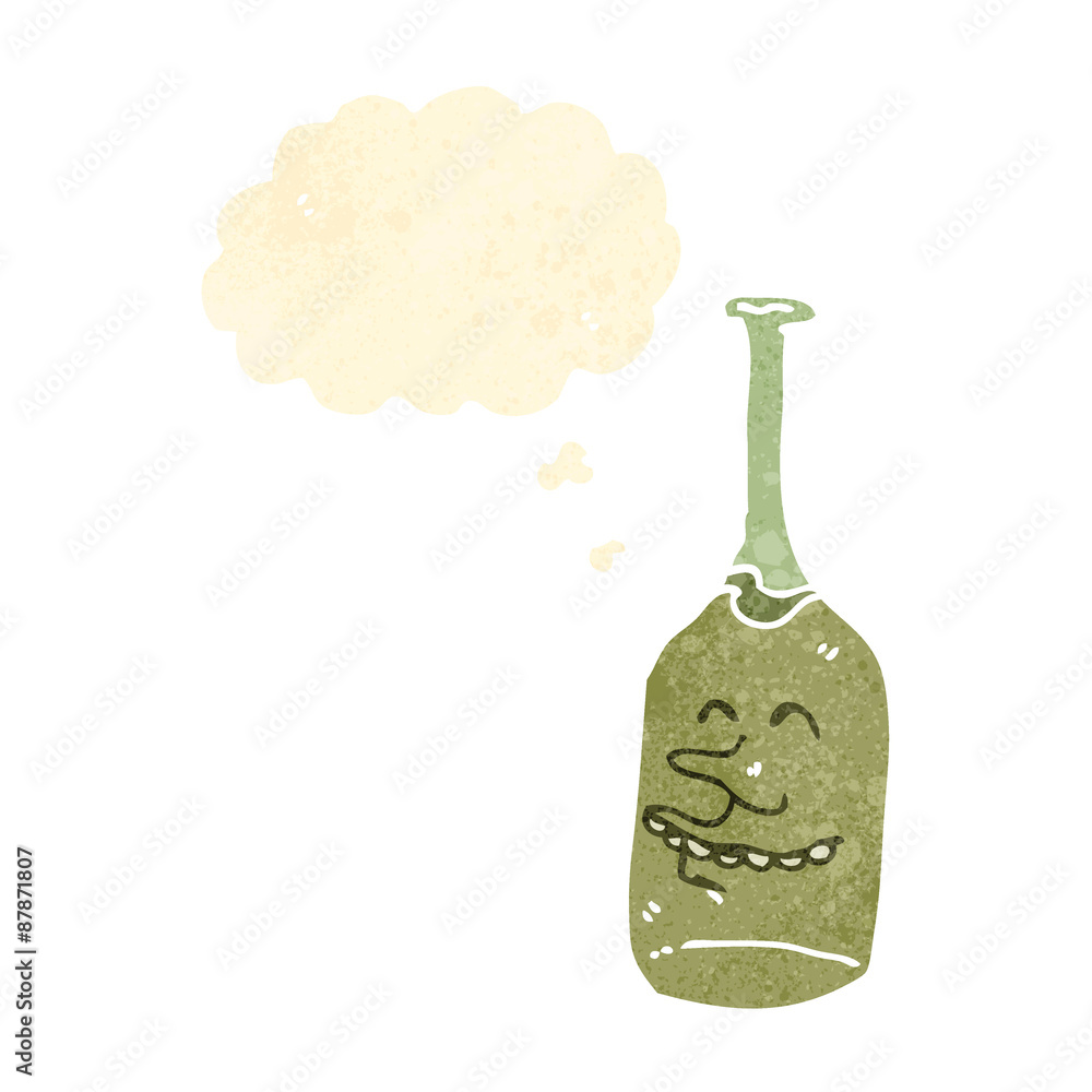retro cartoon white wine bottle retro cartoon white wine bottle