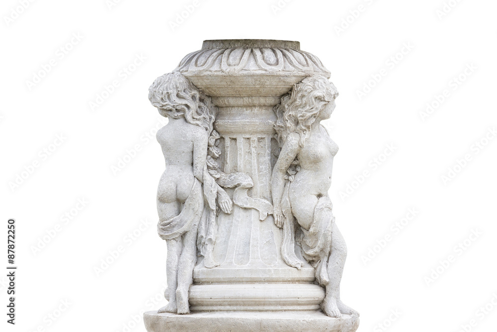 Old roman pillar isolated on white