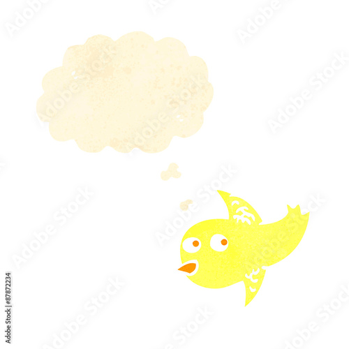 retro cartoon chick with thought bubble