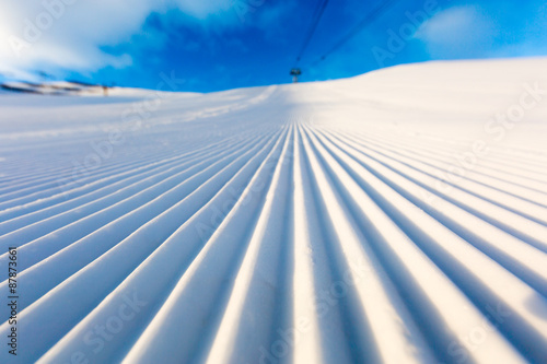Groomed ski piste