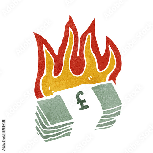 burning pound sterling cartoon