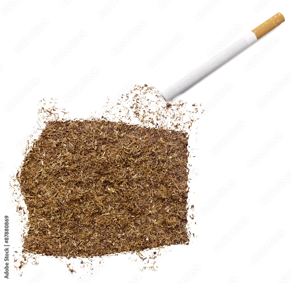 Tobacco shaped as Equatorial Guinea and a cigarette.(series)