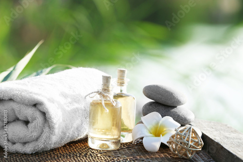 Fototapeta Naklejka Na Ścianę i Meble -  Spa still life on river