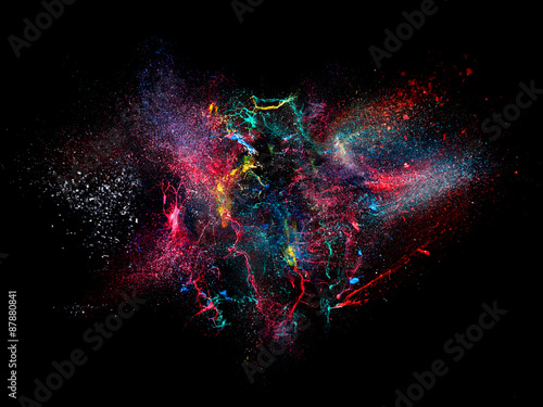 Fototapeta high speed photography of an explosion of acrylic colors on a black background