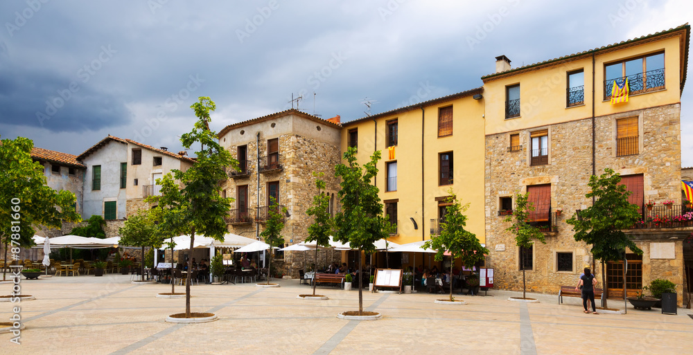 Town square in Besalu.  Spain