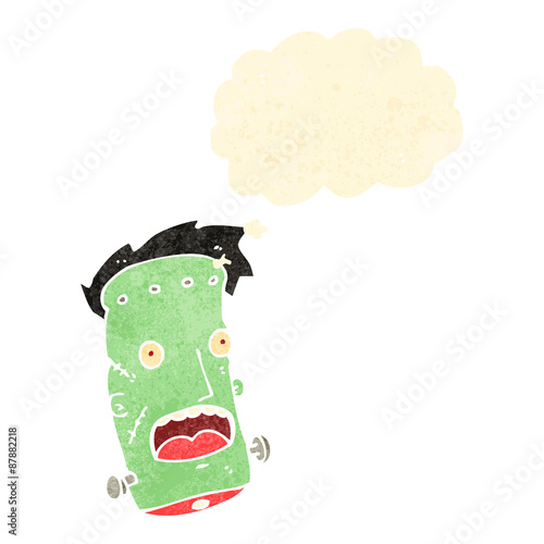 retro cartoon frankenstein monster head