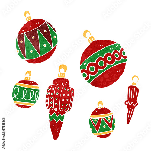 retro cartoon christmas baubles