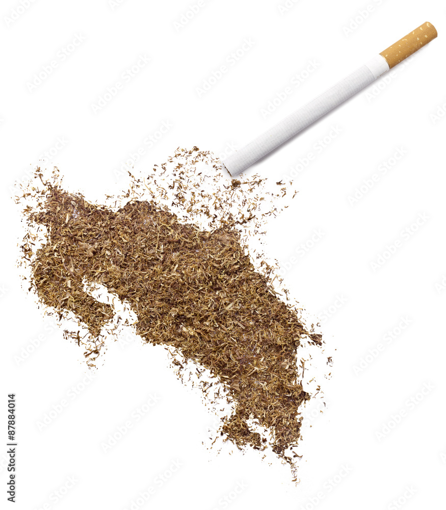 Tobacco shaped as Costa Rica and a cigarette.(series)