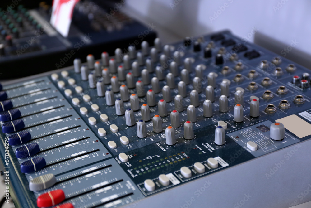 sound music mixer control panel close up sound music mixer control panel close up