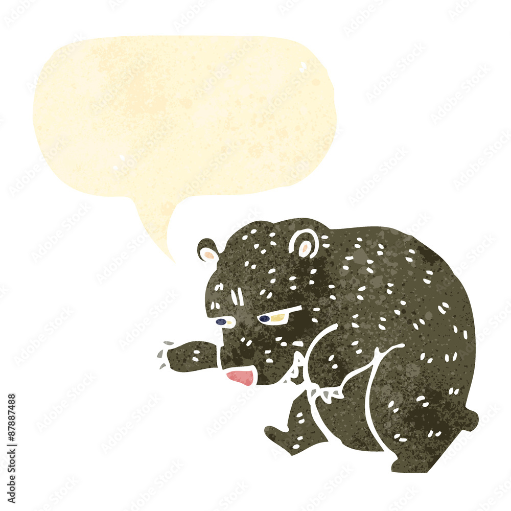 retro cartoon bear with speech bubble retro cartoon bear with speech bubble