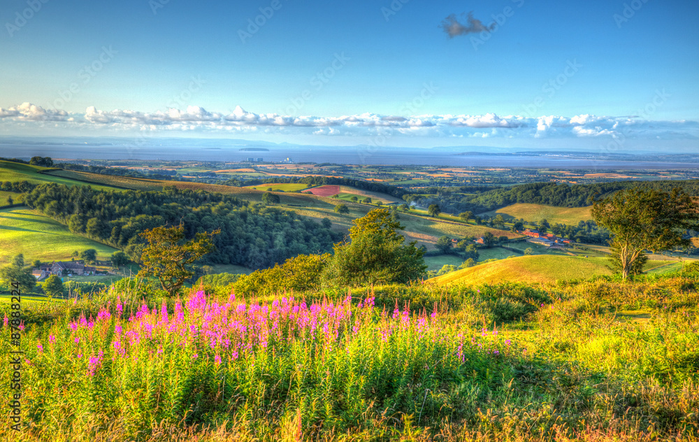 Somerset countryside to Hinkley Point from Quantocks in HDR