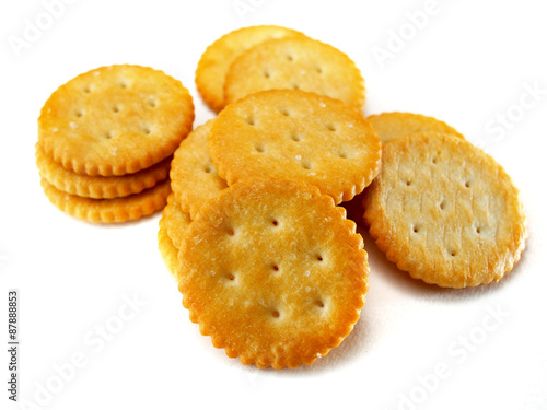 Isolated round crackers photo