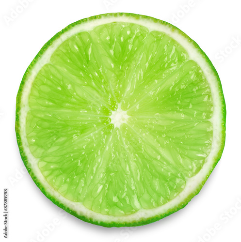 Lime slice isolated on white background