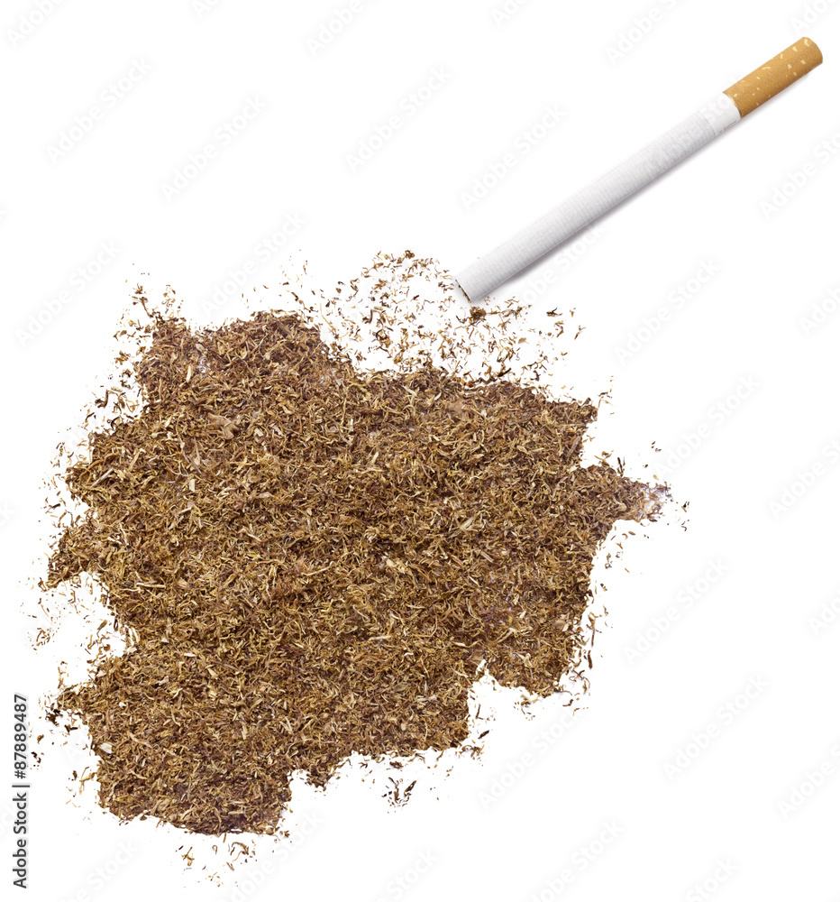 Tobacco shaped as Andorra and a cigarette.(series) Tobacco shaped as Andorra and a cigarette.(series)